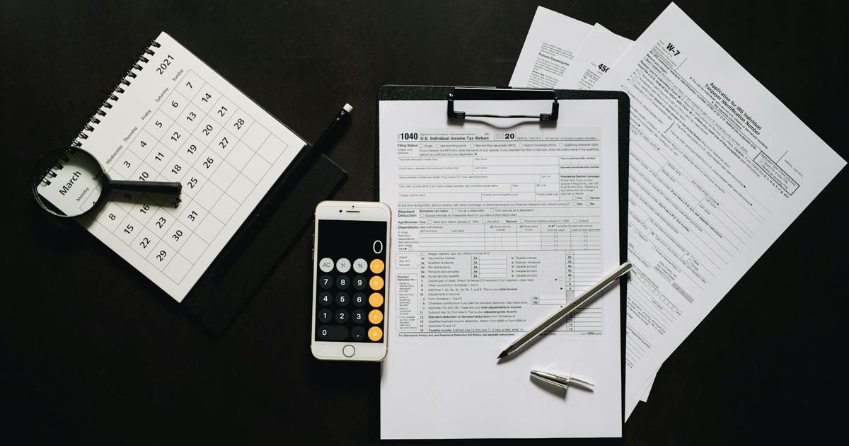 Calculator and tax documents for tariff refund accounting